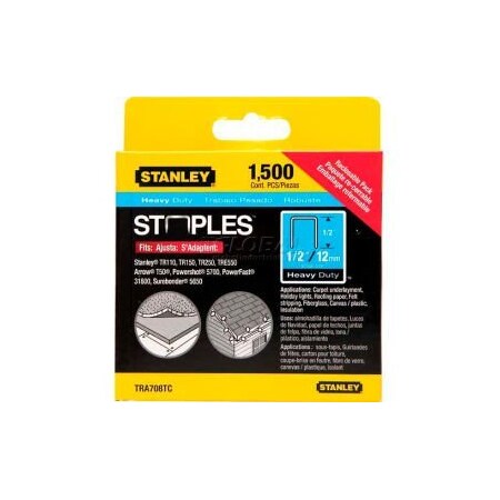 Stanley Stanley TRA708TCS Heavy-Duty Narrow Crown Staples 1/2", 1,500 Pack TRA708TCS